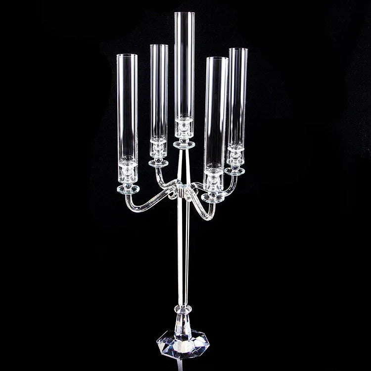 Luxury Crystal Candlestick European-style High-end Arrangement Chinese Style Wedding Lighting Wax Table Dining Table Decoration