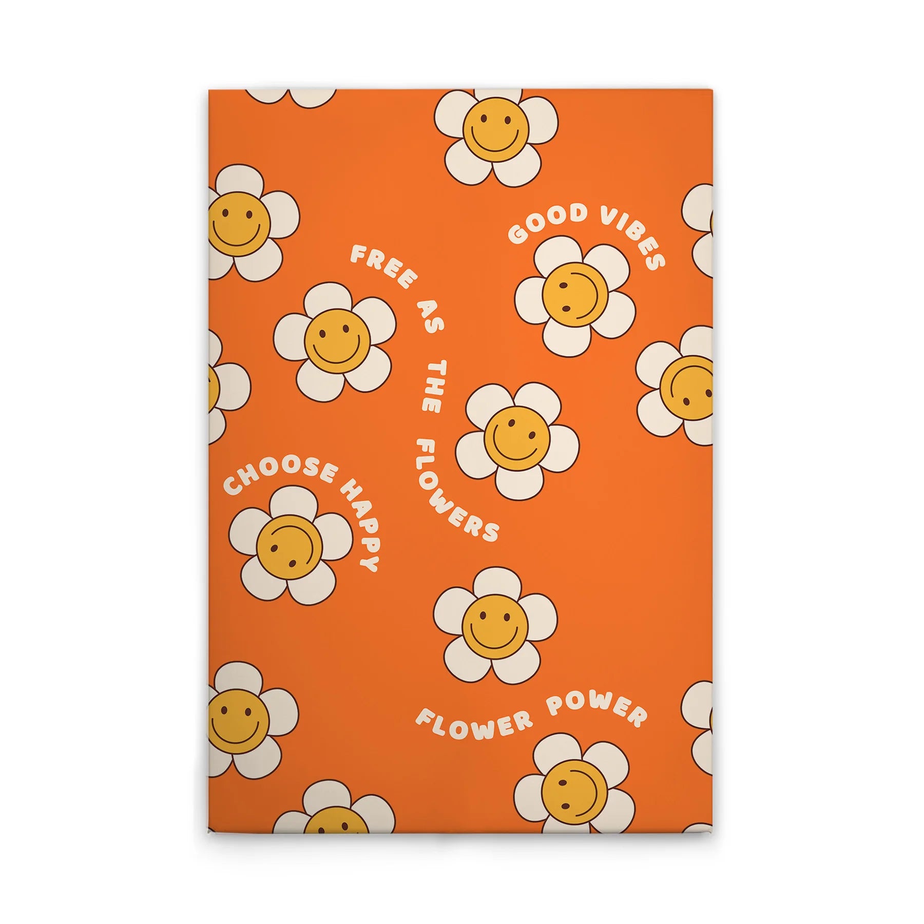 Made In Germany - Home Decor Canvas Picture Colourful Retro Flowers - Wall Mural In Orange And Yellow - Stretcher Frame Art