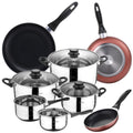 San Ignacio 8-piece stainless steel cookware set + 3 pressed aluminum frying pans 16/20/24 cm suitable for induction hobs