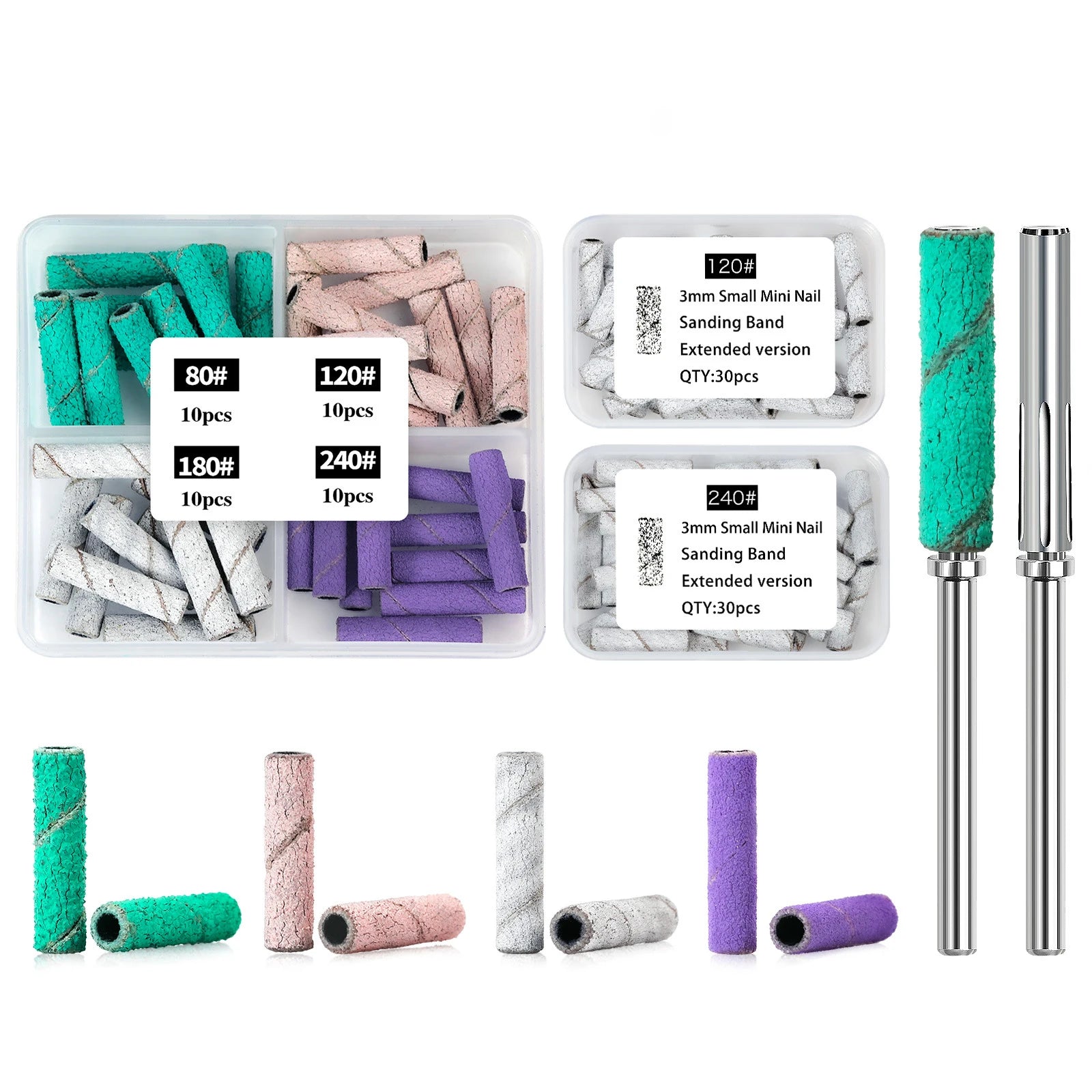 Extra Long Nail Drill Sanding Bands Manicure Pedicure #80 #120 #180 #240 Nail Sanding Bands