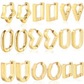 Popular Stainless Steel 18k Gold Plated Fine Piercing Jewelry Women Hoop Earrings Geometry Big Heart Earring for Jewelry Gift