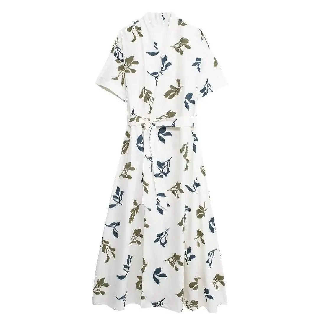 Summer New Women's Fashion Stylish Elegant Print Poplin Long Dress