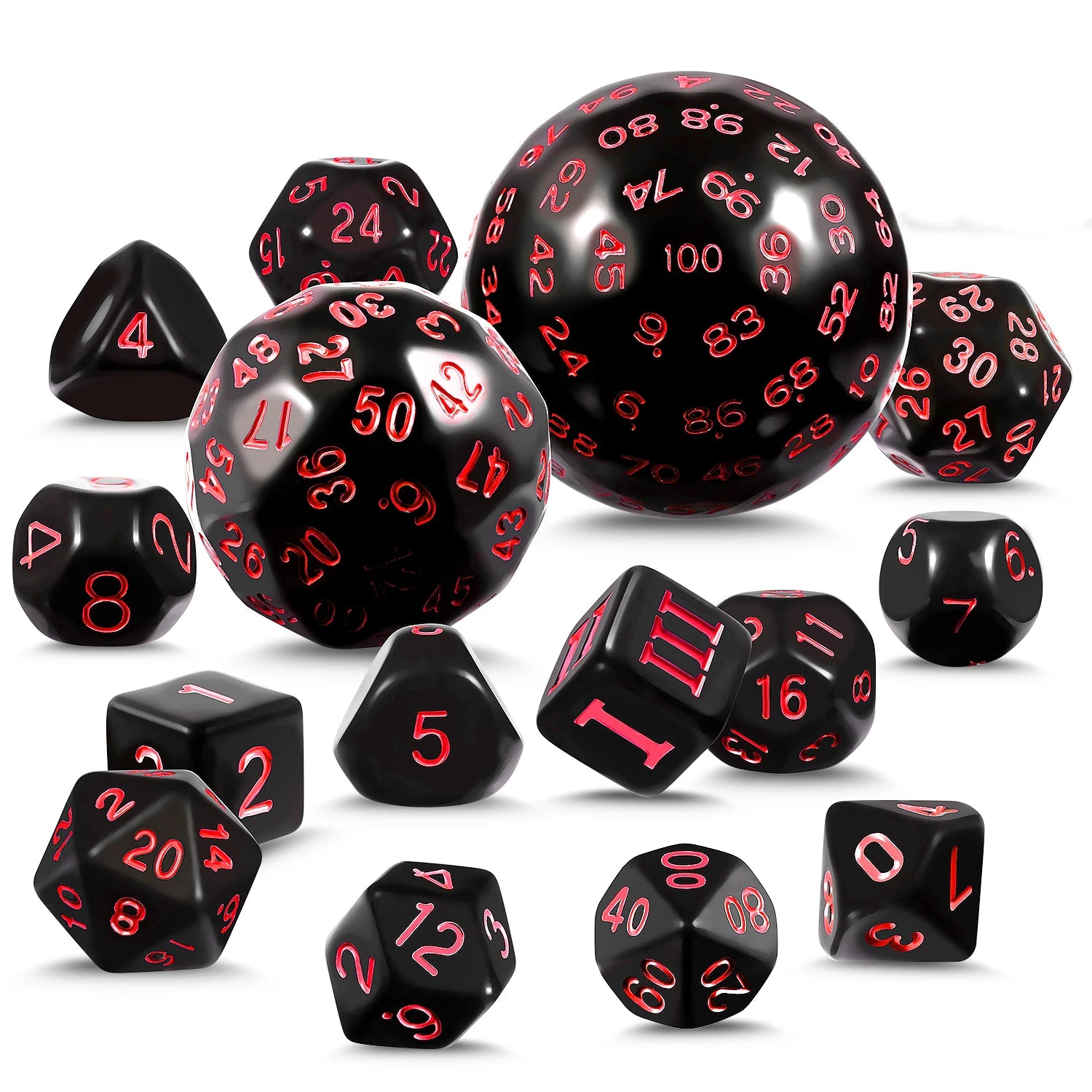 Customized 15 Pcs Acrylic D3-D100 Polyhedral Dice Set 100 Sided DnD Dice for Dungeons & Dragons Board Game (16mm)