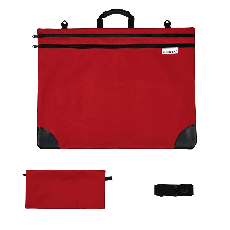 MEEDEN 20" X 26" Water-proof 600D Oxford Cloth Studio Art Portfolio Case Red Bag with Handle & Shoulder Strap