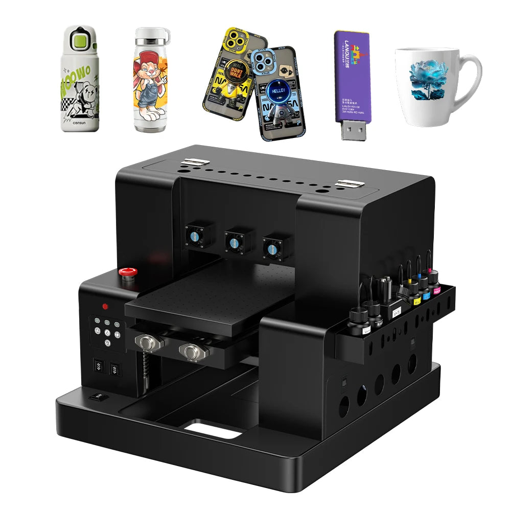 A4 UV Printer Epson L805 Print Head A1630 UV Flatbed Printer Rotary Printing Machine with Rotary Axis for Phone Case