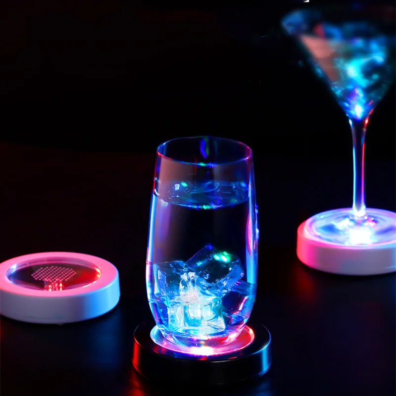 Led Coasters for Drinks Party Bar Favor LED Glowing Coaster Gravity Switch Drink Light Battery Light up Coaster