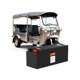 X-Power Tuktuk Battery High Capacity 76.8V 125Ah LiFePO4 Maintenance-Free Solar-Powered Rickshaw 50Ah 150A Discharge 400A LCD