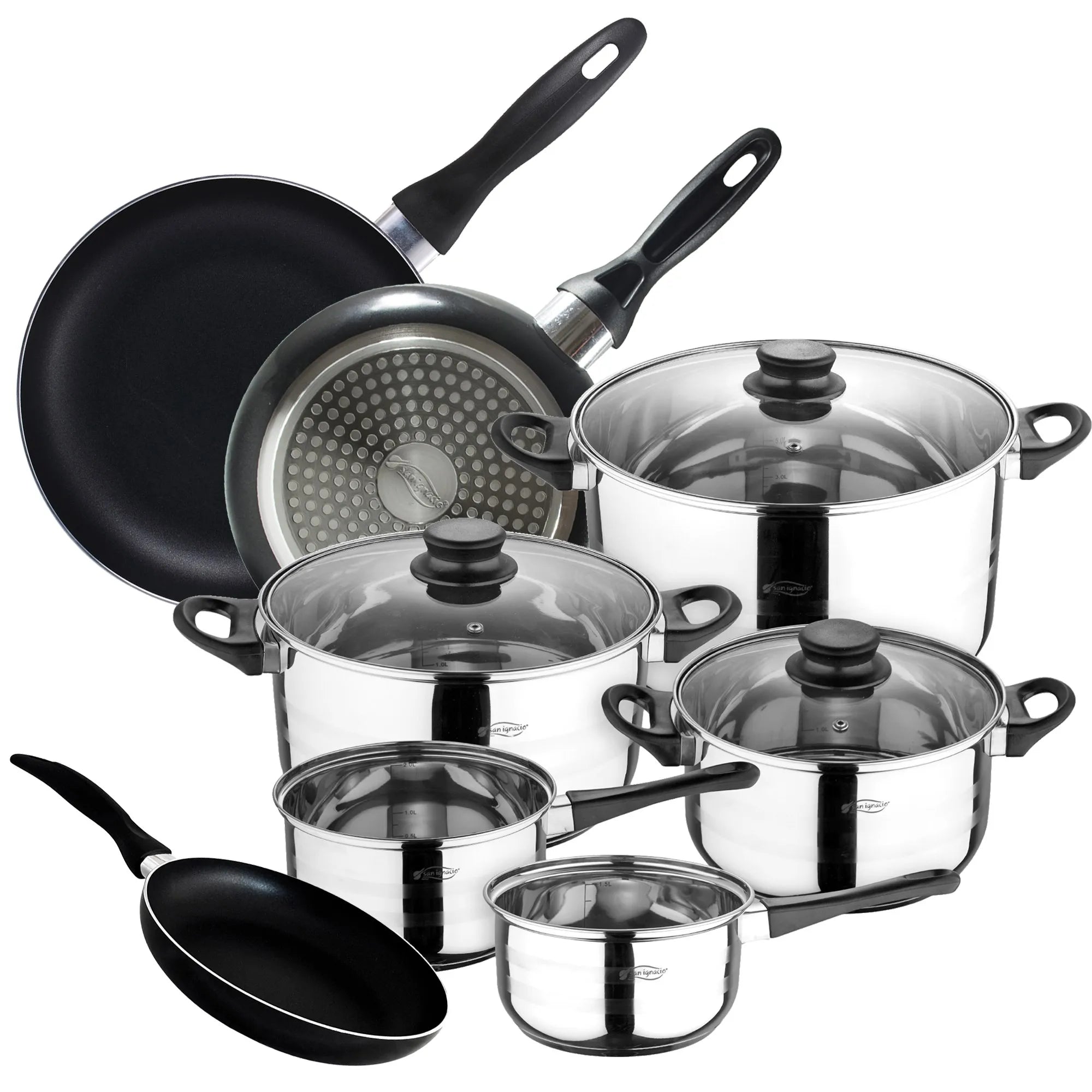8-piece cookware set + set of 3 frying pans (16/20/24 cm)