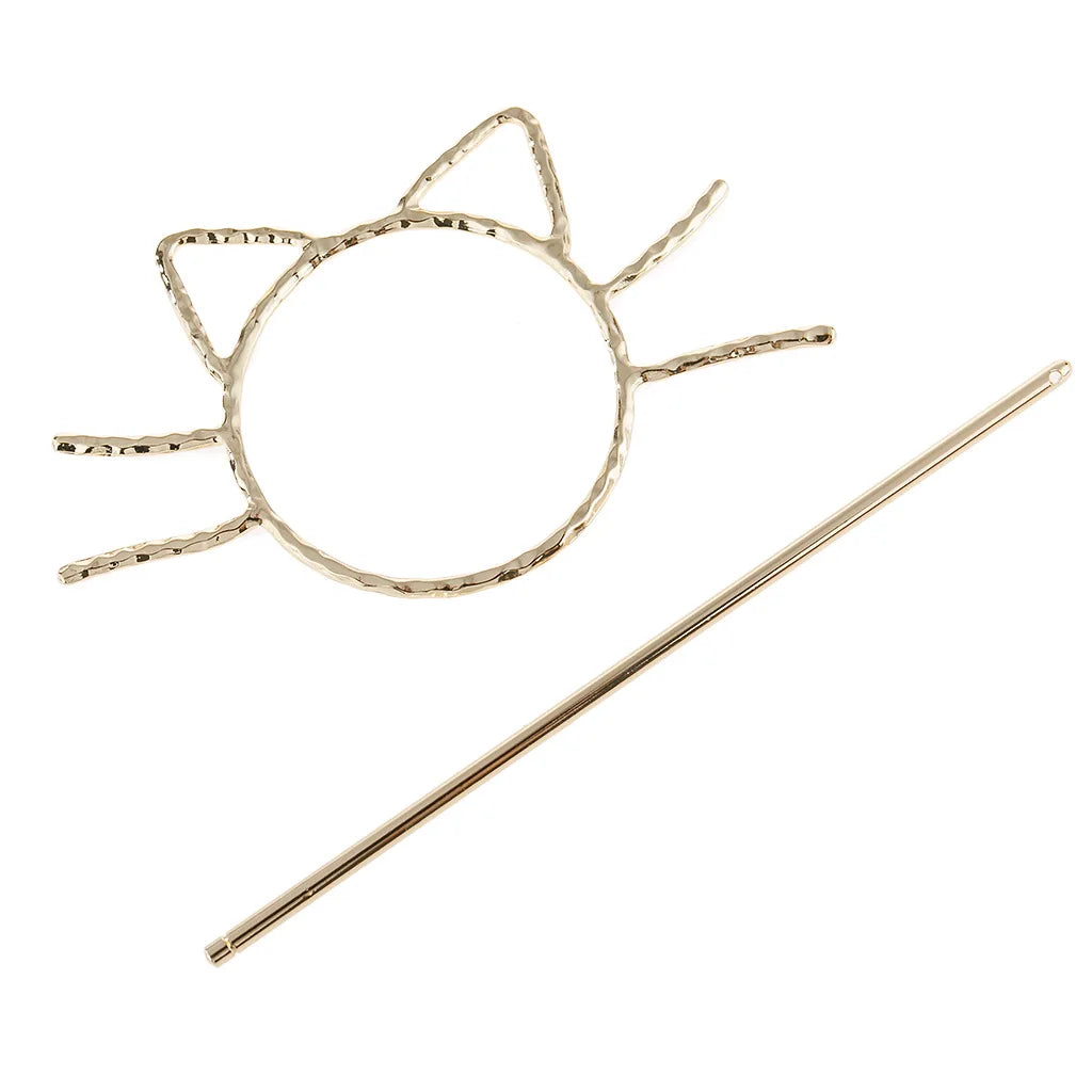 Metal Zinc Alloy Jewelry Fashion Cute Cat Design Hair Pin Stick Slide Hair Accessory Hair Clip Sticks for Women Girl