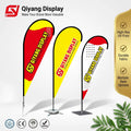 Outdoor Flying Banner Promotion Custom Printed Advertising Feather Teardrop Flag Bali Bow Beach Flag with Corss Base