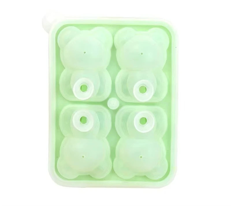 Bear Shape Reusable Ice Cube Tray Mold Food Grade Silicone Ice Cube Maker Tray Box