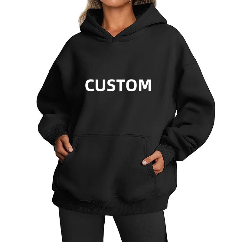 Casual Plain Custom 3D Embroidery Sequined Badge Jacquard Fleece 100% Cotton Women Hoodies New Design