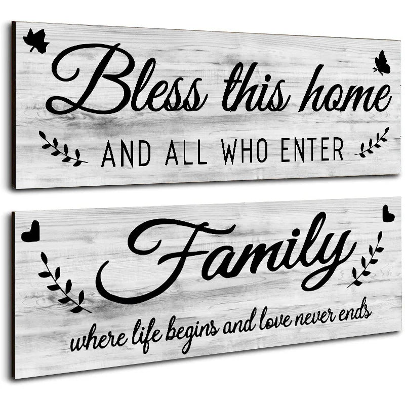 Art Deco Horizontal Bamboo Wooden Wall Decor Sign for Living Room Dining Room Kitchen & Garden-Hanging Single-piece Package