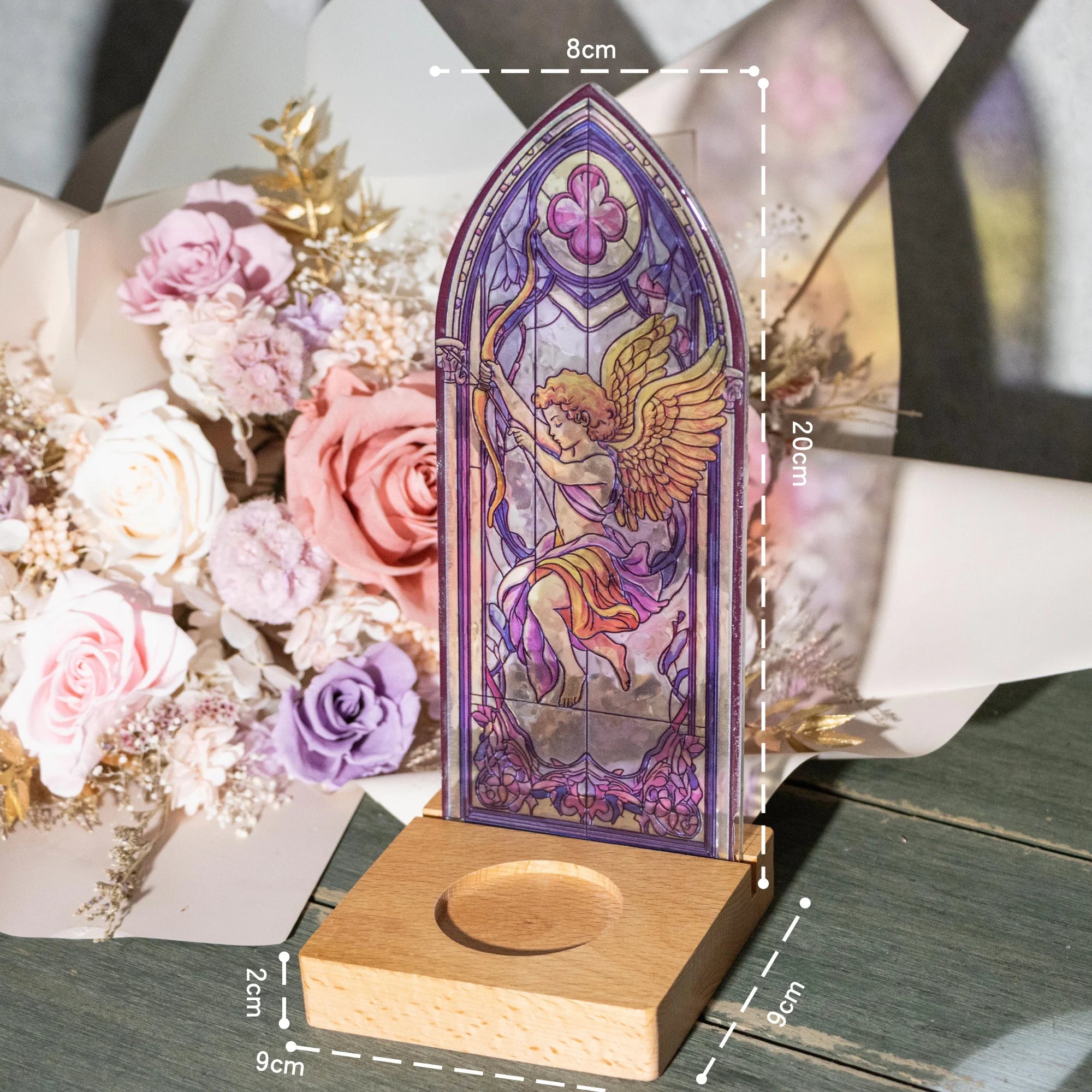Customizable Stained Glass and Wooden Ornament - Add Elegance and Personality to Your Home or Office DÃ©cor
