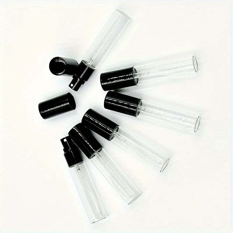 Travel Mini 10ml Transparent Glass Tube Bottle Portable Cosmetic Perfume Sample Vials Fine Mist Sprayer Screen Printing