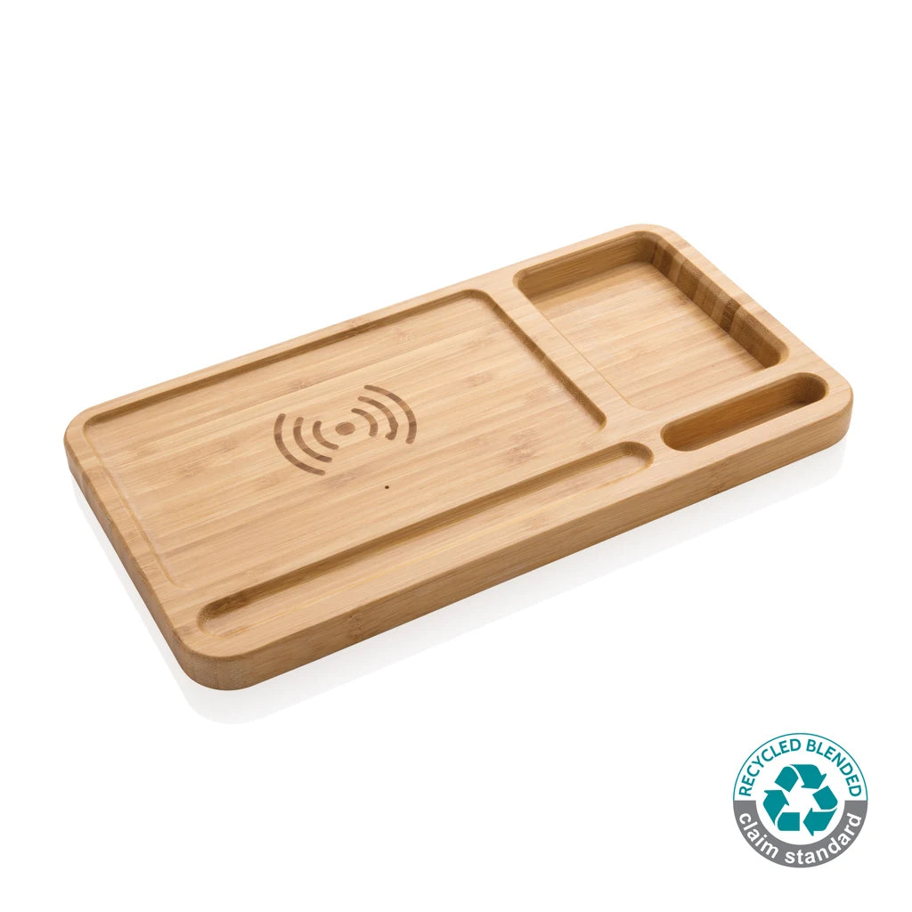 10W Bamboo FSC Desktop Organizer and Charger Charger Desk Charger Organizer