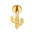 Party Gold PVD Earrings Piercing Cactus Labret Ear Tragus Internally Threaded ASTM F136 Body Piercing Jewelry Helix