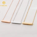 Personalized Custom Jewelry Gold Plated Vertical Stainless Steel Blank Horizontal 3D Bar Pendant Engraved Name Necklace