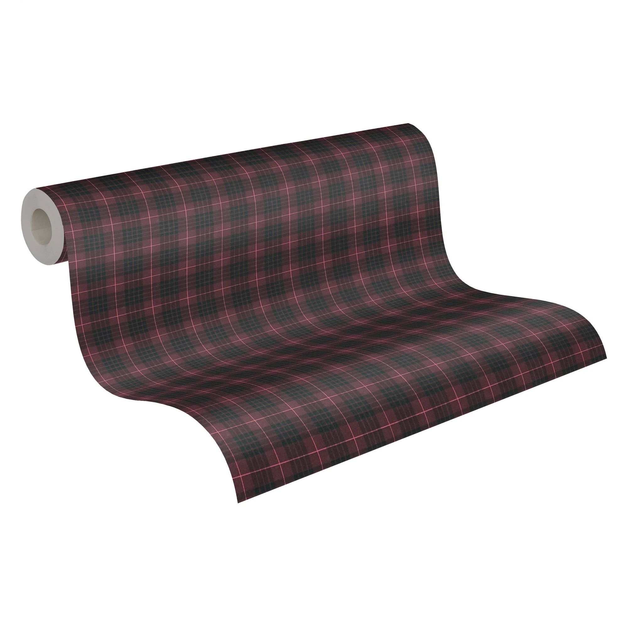 Made in Germany - Luxury Wallpaper rolls Squared Red Black Non Woven Contract Wallpaper for Hotel Check - 1005 x 053 m