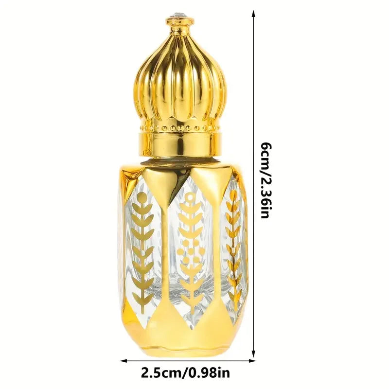 Arabian Style 12ml Atter Luxury Octagonal Roller Ball Perfume Glass Bottle 6ml Mini Essential Oil Roller Bottle for Travel