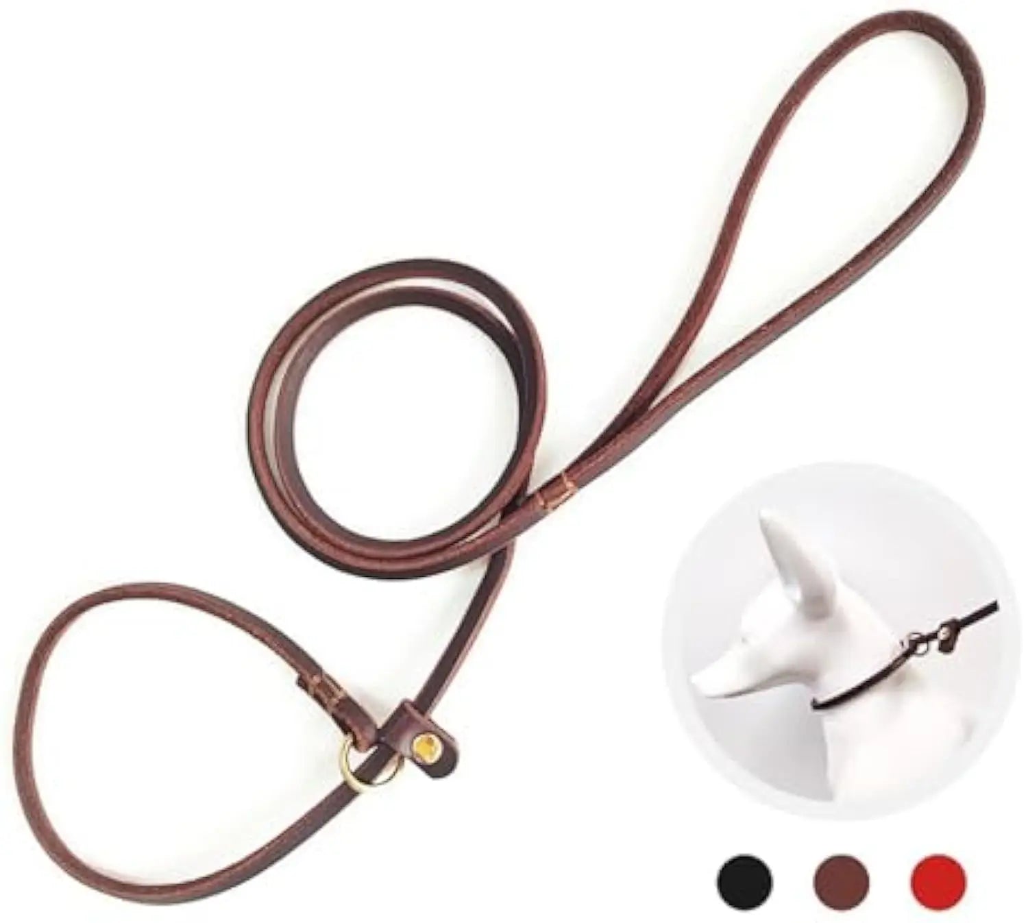 4ft/5ft Adjustable Soft Top Grain Black Red Greased Leather Dog Pet Collars Leashes Whippet Leash