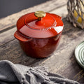 Colorful Enamel Covered Paella Pans Round Cooking Pot Set with Cast Iron Lid Double Handles Eco-Friendly