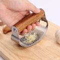 Top Selling Wholesale Manufacturers  Round Wooden Kitchen Tool Premium Manual Stainless Steel Garlic Press