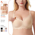 Women's Plus Size Thin Seamless Wire Free Summer Knitted Nursing Bra Fashion Wave Adjustable Straps Comfortable Breastfeeding