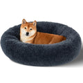 Dog Calming Beds for Small Medium Large Dogs Round Donut Washable Puppy Dog Bed Anti-Slip Faux Fur Fluffy Cuddle Cat Pet Bed