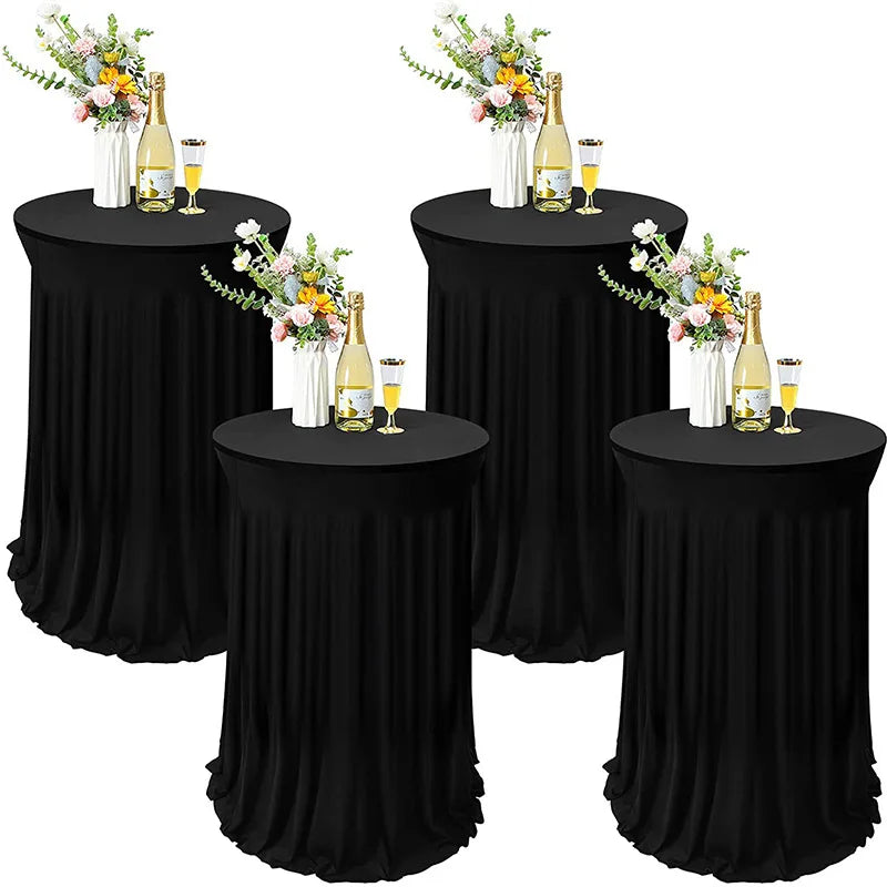 Wholesale Elastic Spandex Tablecloth Cocktail Skirt Design for Weddings Parties Knitted High Bar Round Table Cover for Banquets