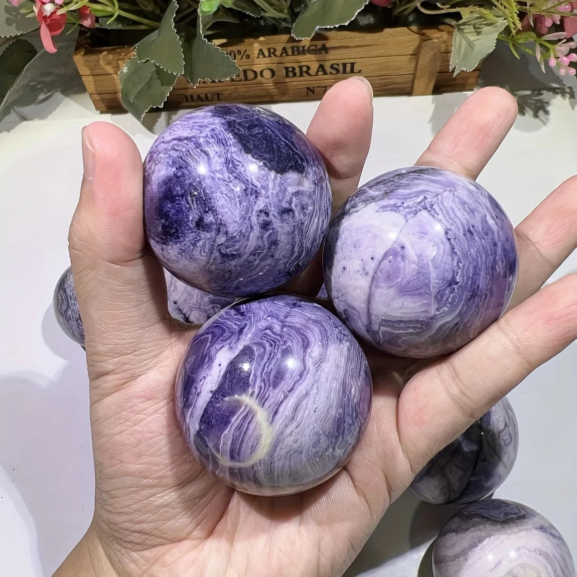 Wholesale Natural Purple Peacock Ball Bohemian Polished Sphere for Home Decor Collect