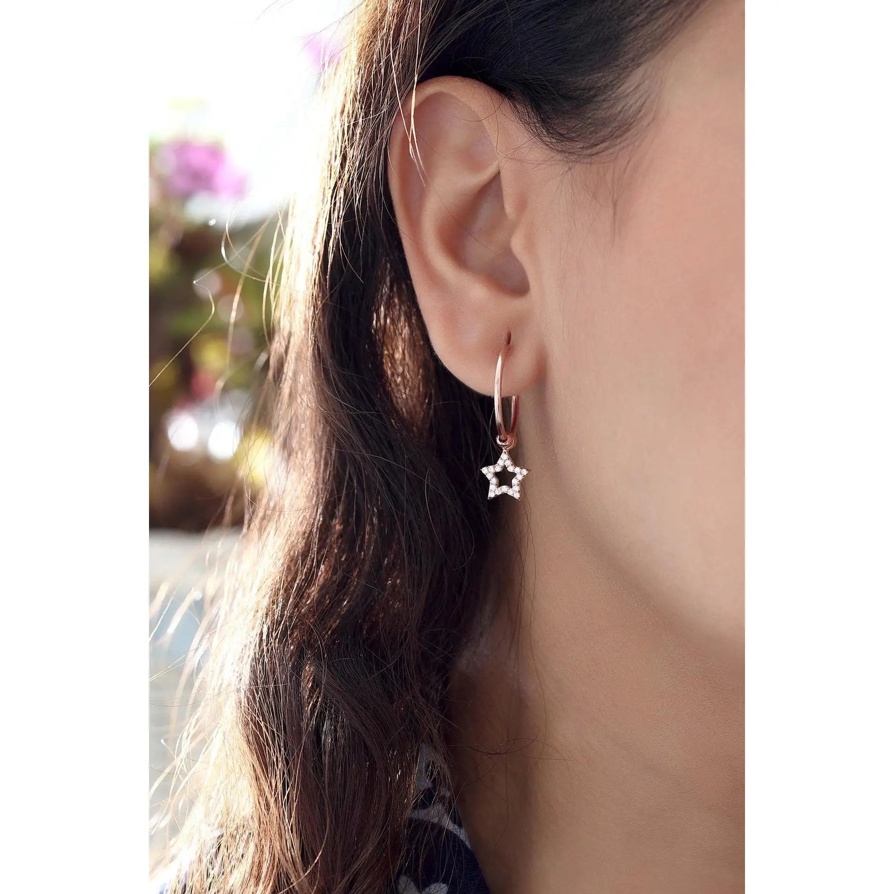 Azuris 925 Sterling Silver Fine Stud Earrings 1.8 cm Star Design Made in Turkey