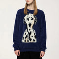 Custom Dalmatian Jacquard Sweater Autumn and Winter New Trendy Brand Loose Fit Round Neck Knitted Top