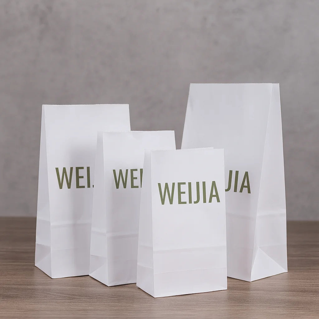 White Kraft Paper Bag Eco-Friendly Food Grade Degrade Able Recycled Material Custom Logo Exhibitions Supermarkets Promotions