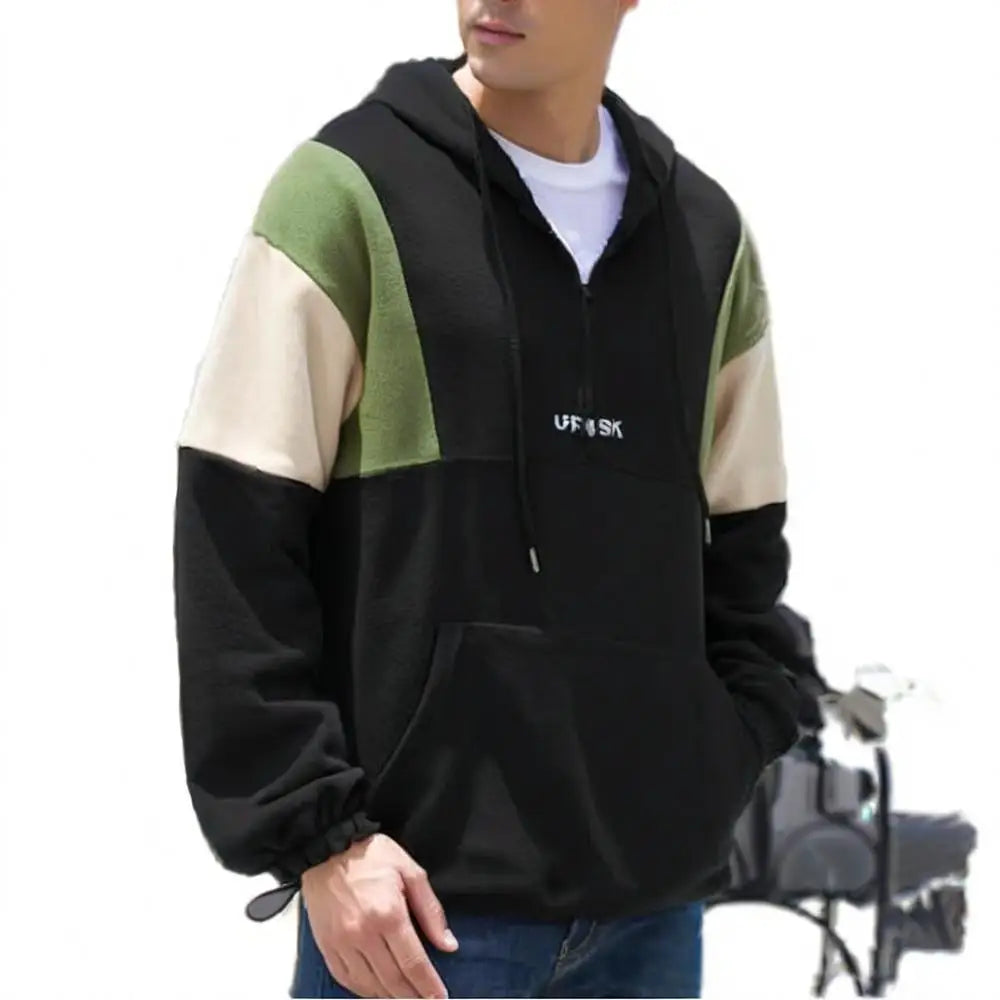 Men's Color-Block Paneled Hoodie 460 Grams Heavyweight Fabric 3D Embroidery Customizable Design Spring Casual Style