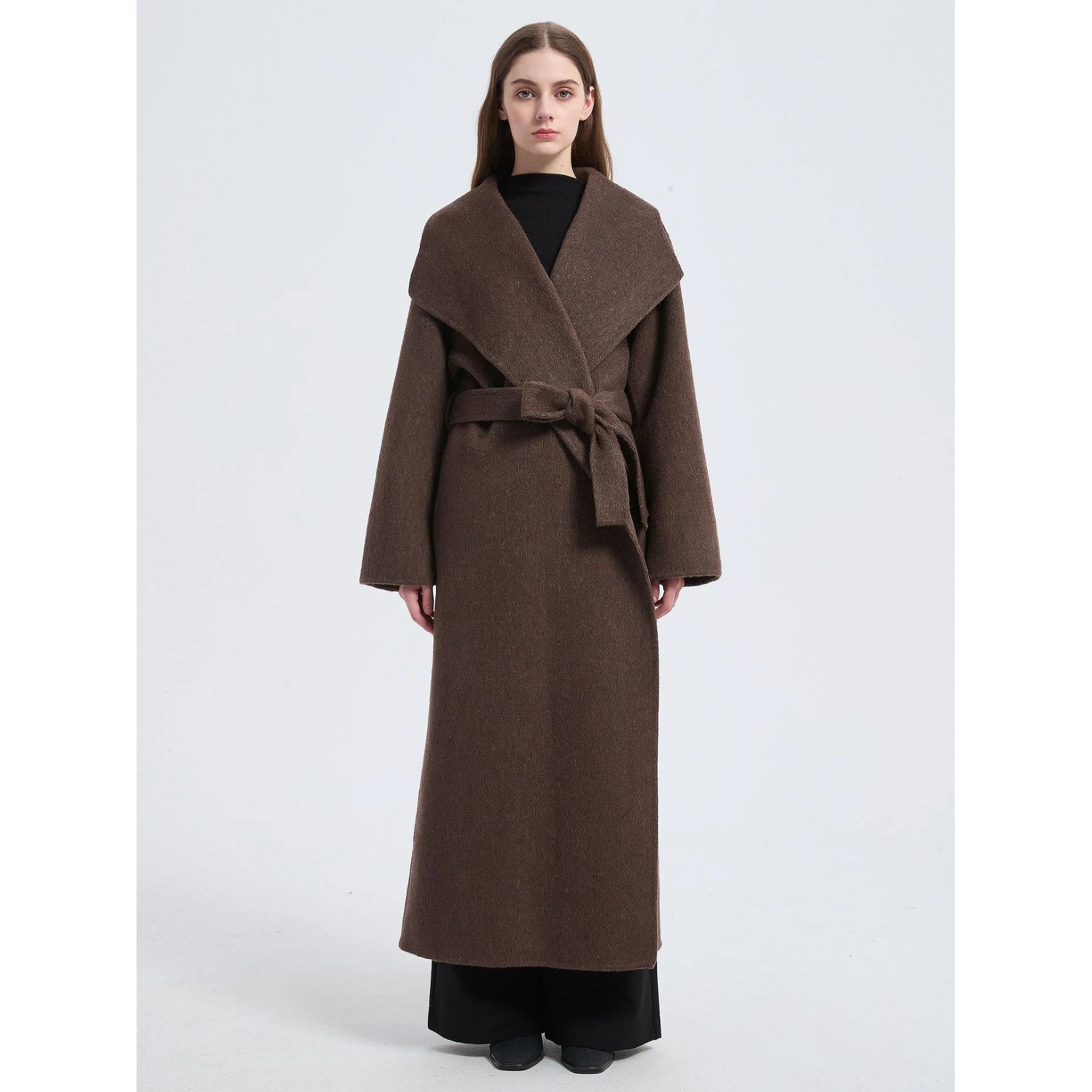 2026 Factory New Arrival Elegant Ankle Length Muslim Women's Autumn/Winter Double-Sided Large Lapel Loose Casual Wool Abaya Coat