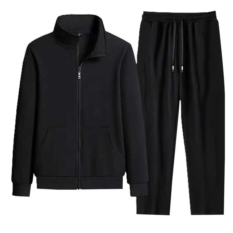 OEM Custom Logo Embroidery Men's Casual Sporty Two-Piece Set Stand Collar Cardigan and Jogger Pants Custom Casual Activewear Set MegaBDM