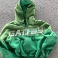Vintage Distressed Sun Faded Printed Embroidered Pocket Regular Fit Zip Rhinestone Green Acid Wash Hoodie Heavyweight 100%