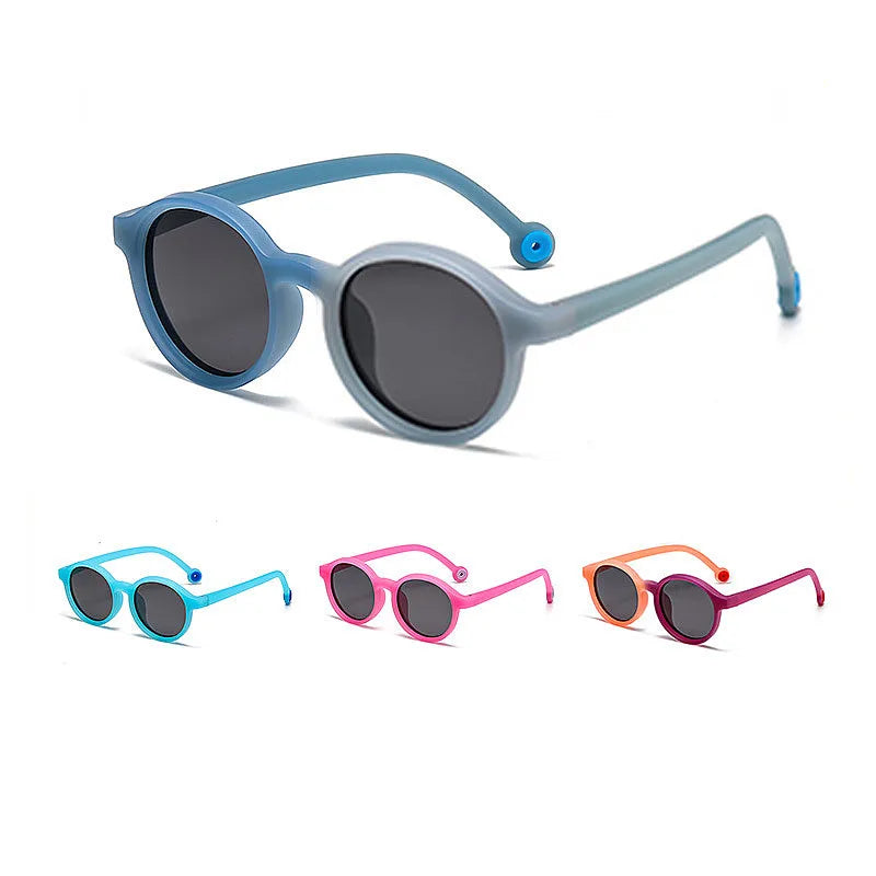 2025 Fashion Boys Girls Round Polarized Sunglasses UV400 Silicone Photochromic Legs Sunglasses for Kids 3~9 Years Old
