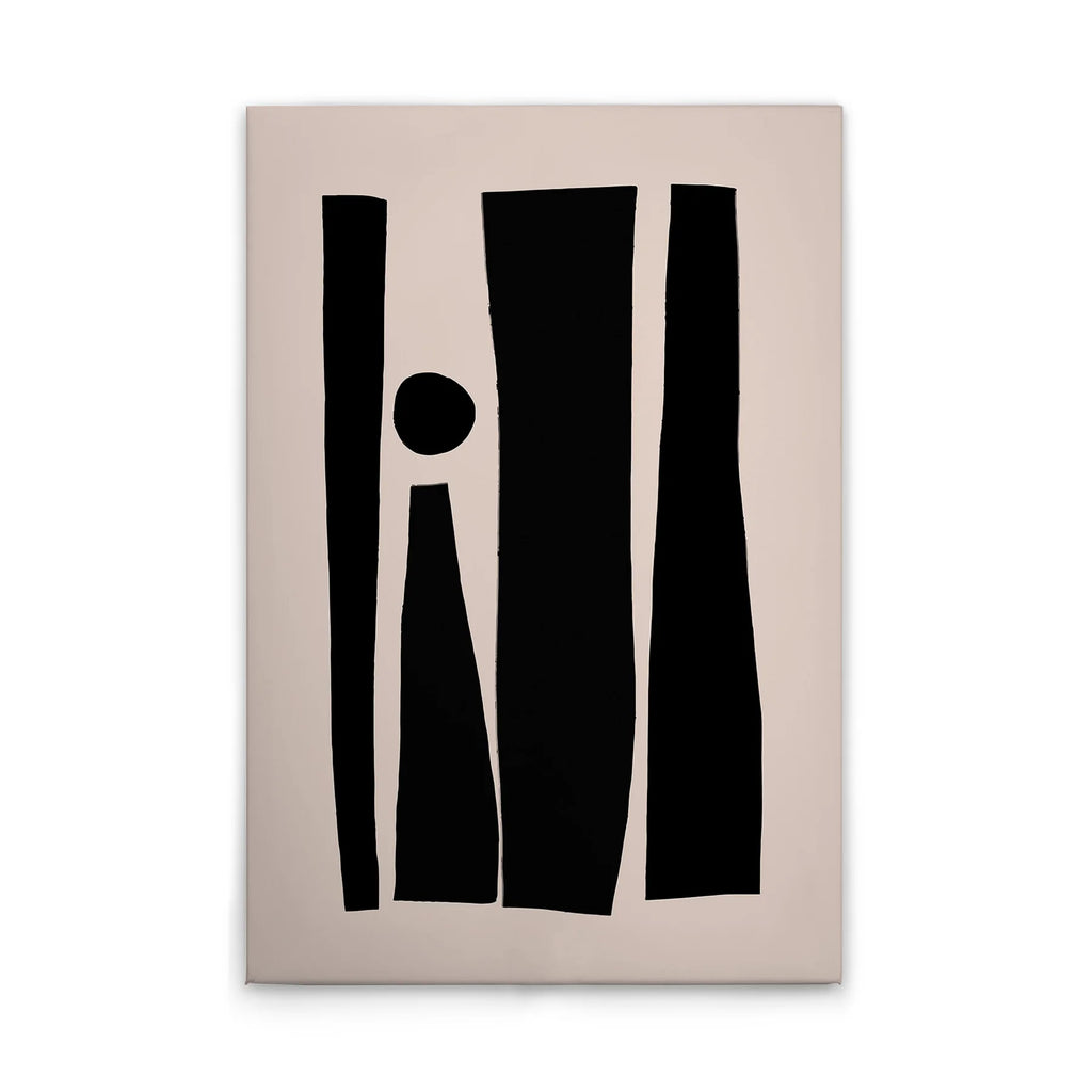 Made In Germany - Home Decor Canvas Picture Minimalist Black Beige - Wall Painting Mural In Cream Black - Stretcher Frame Art