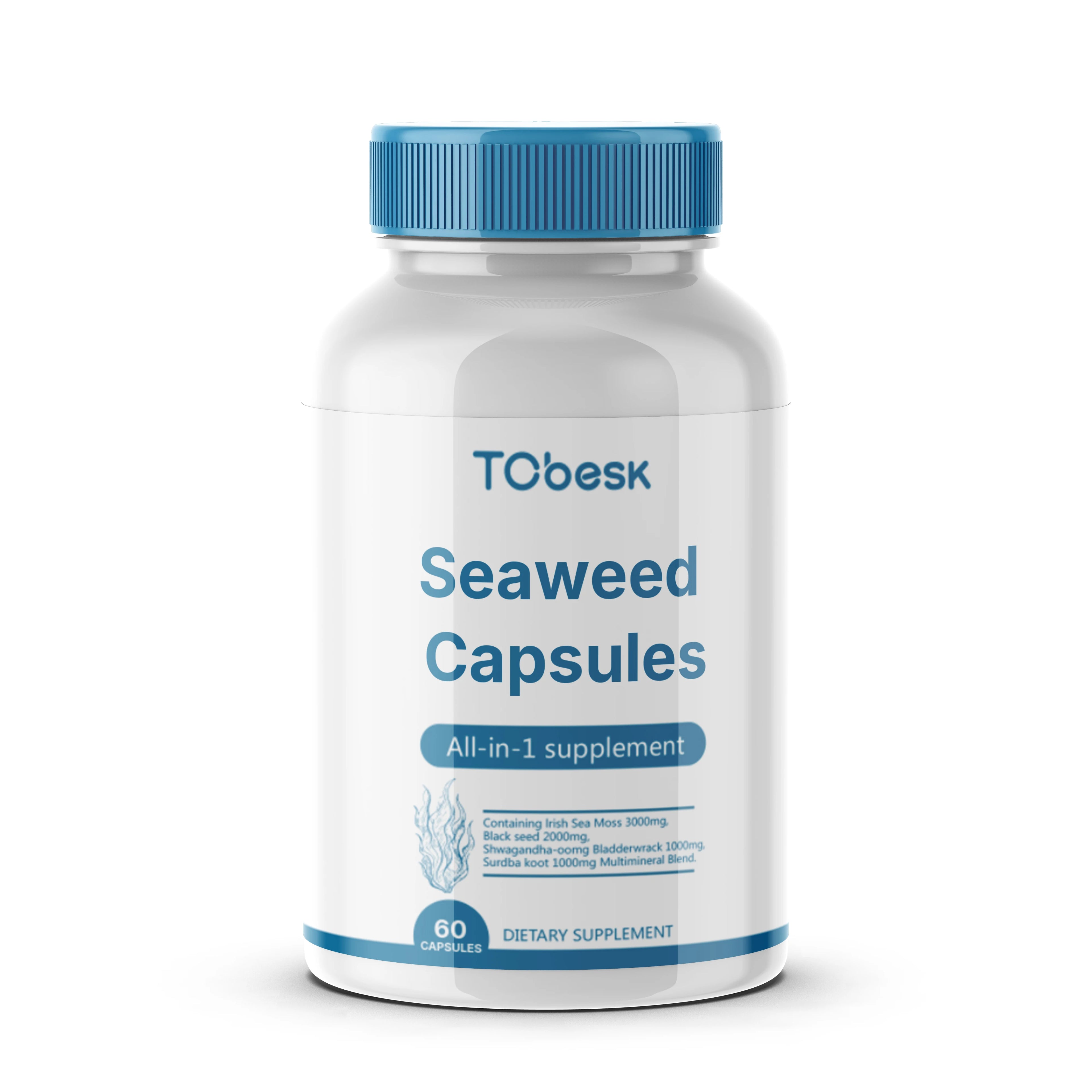TCbesk Vegan Non-GMO Seaweed Capsules Dietary Supplement for Clearer Skin & Radiant Complexion