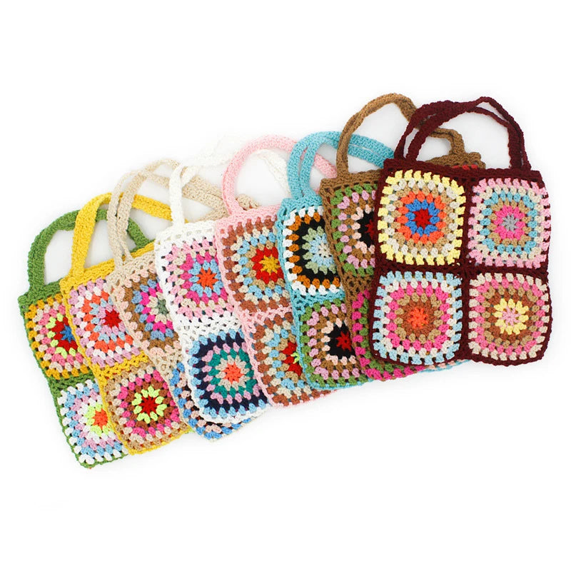 New Flower Large Capacity Tote Bag Wool Crochet Women Knitted Bag