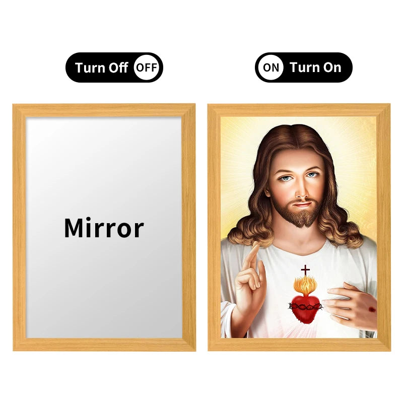 Jesus Christ Led Lighting Painting Wall Art Religious God UV Printings Artwork for Bedroom Living Room Decor Best Christian Gift