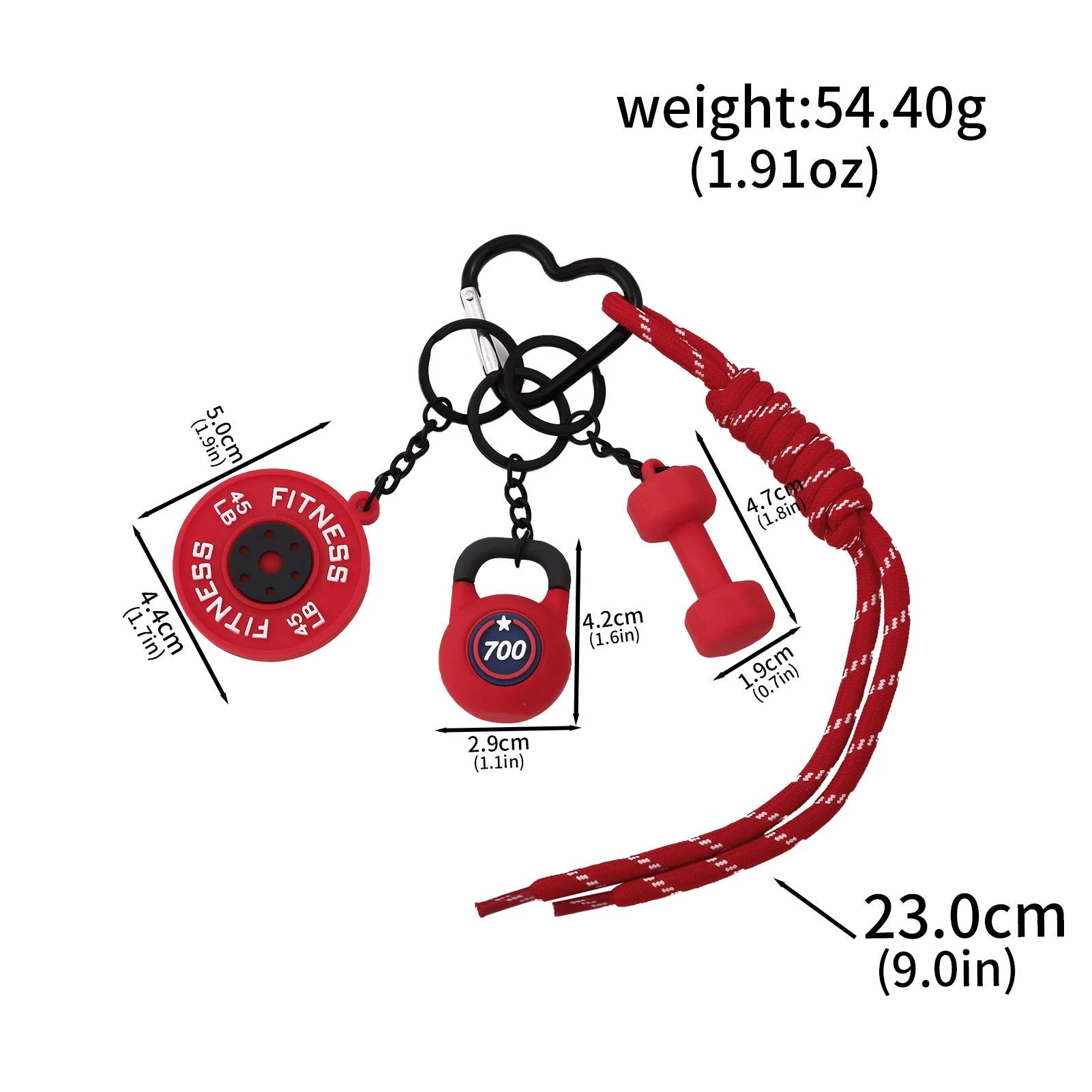 Barbell Dumbbell Kettlebell Pendant Gym Keychain Braided Rope PVC Weight Gym Equipment Doll Bag Handbag Purse Charm Fitness Gift