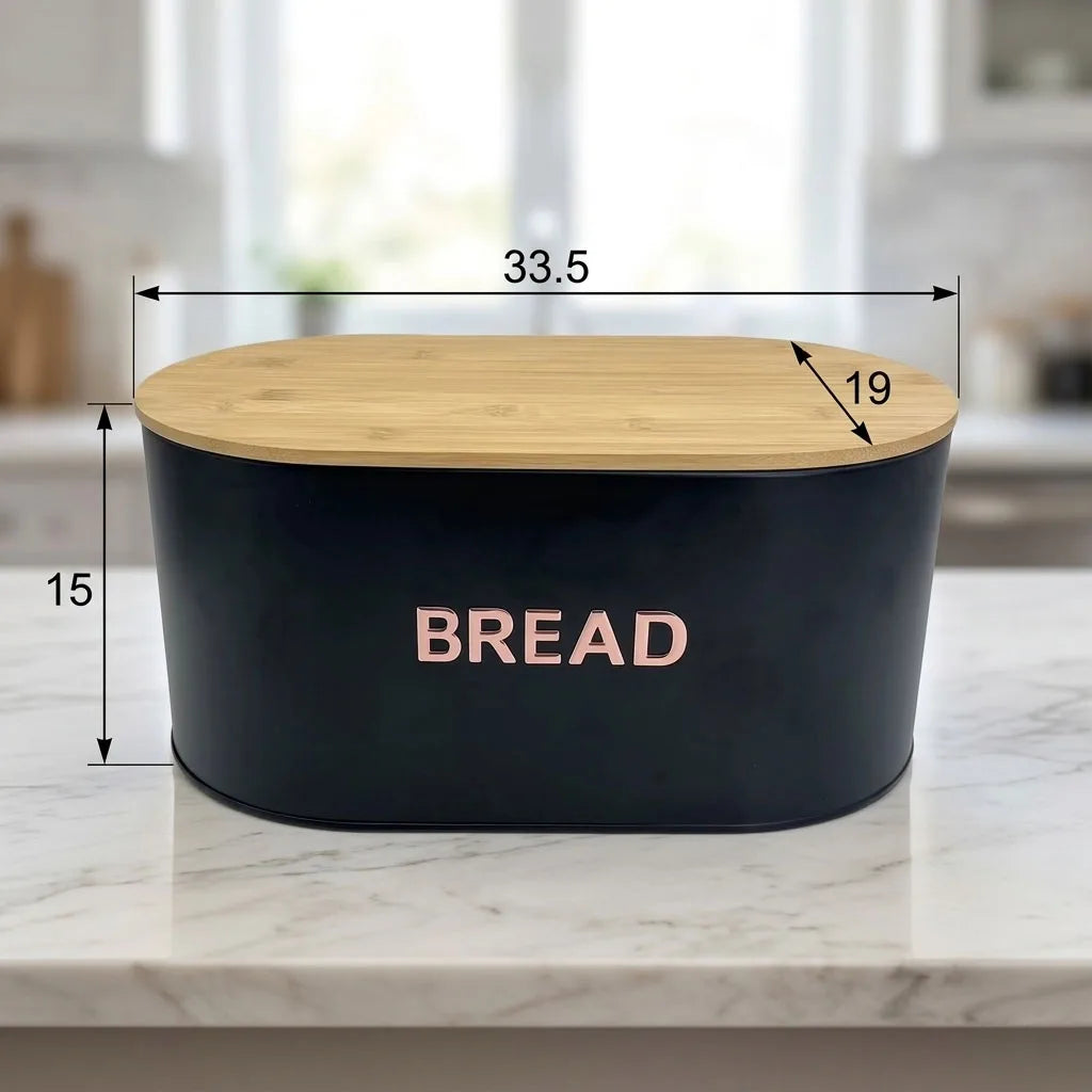 Metal Modern Kitchen Corner Bin Bread Box with Bamboo Lid Foldable & Insulated Kitchen Storage MegaBDM