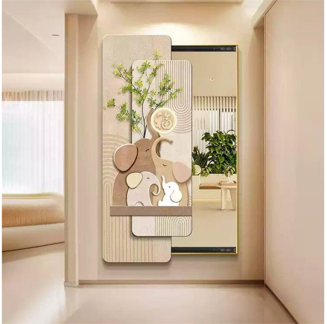 Mirror Painting Sliding Mirror Advanced Full-length Porch Decoration Painting Hidden Dressing Wall-mounted
