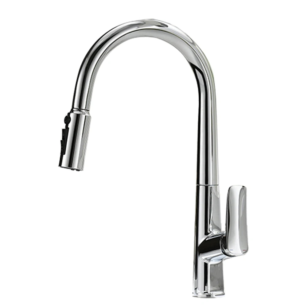 Contemporary Kitchen Sink 304 Stainless Steel Brass Pull Spray Mixer Tap 360 Degree Rotation Single Hole Electric Hot Cold Water