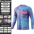 Wholesale Custom Sublimation Printed Polyester Blend Lightweight Waterproof Upf50+ Long Sleeve Fishing Wear Fishing Shirts Men