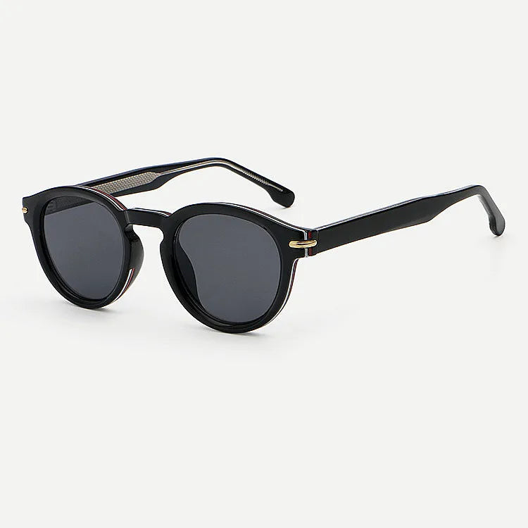 Custom Logo 2025 Vintage Men Women Green Leopard Sun Glasses UV400 Pin Temples Acetate TR90 Round Sunglasses Men Women