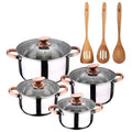 8-piece stainless steel cookware set suitable for induction cooking San Ignacio Premium Collection + 3-piece acacia kitchen